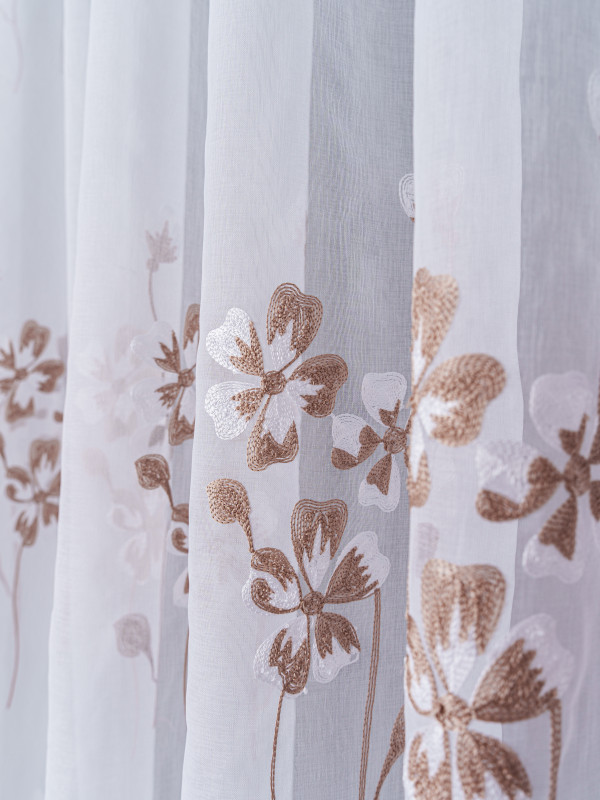 Perdea tip in brodat, alb/bej Perdea tip in brodat, alb/bej