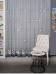 Perdea tulle brodat, alb/gri Perdea tulle brodat, alb/gri