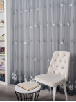 Perdea tulle brodat, alb/gri Perdea tulle brodat, alb/gri