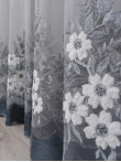 Perdea tulle brodat, alb/gri Perdea tulle brodat, alb/gri