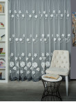 Perdea tulle brodat, alb/gri Perdea tulle brodat, alb/gri