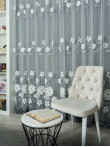 Perdea tulle brodat, alb/gri Perdea tulle brodat, alb/gri