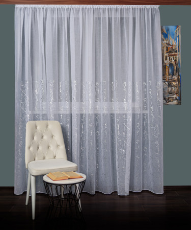 Perdea tip in, alb/argintiu