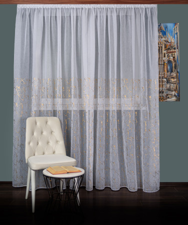 Perdea tip in, alb/auriu