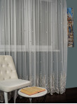 Perdea tulle bamboo brodat, alb/bej
