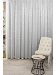 Perdea tulle bamboo brodat, alb/bej