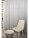 Perdea tulle bamboo brodat, alb/bej