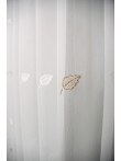 Perdea tulle bamboo brodat, alb/bej
