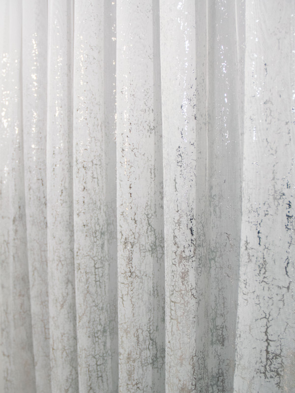 Perdea tulle bamboo imprimat, alb/argintiu Perdea tulle bamboo imprimat, alb/argintiu
