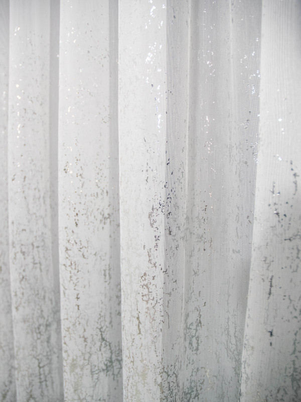 Perdea tulle bamboo imprimat, alb/argintiu Perdea tulle bamboo imprimat, alb/argintiu