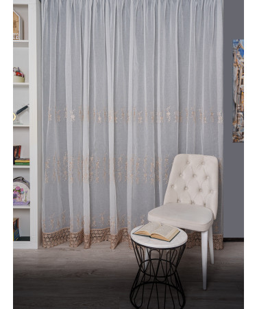 Perdea tip in brodat ivoire/auriu