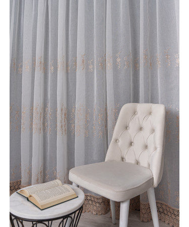 Perdea tip in brodat ivoire/auriu