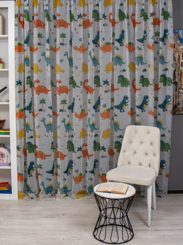 Perdea voal, model dinozauri