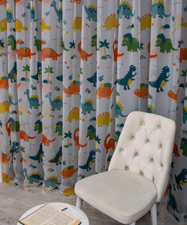 Perdea voal, model dinozauri