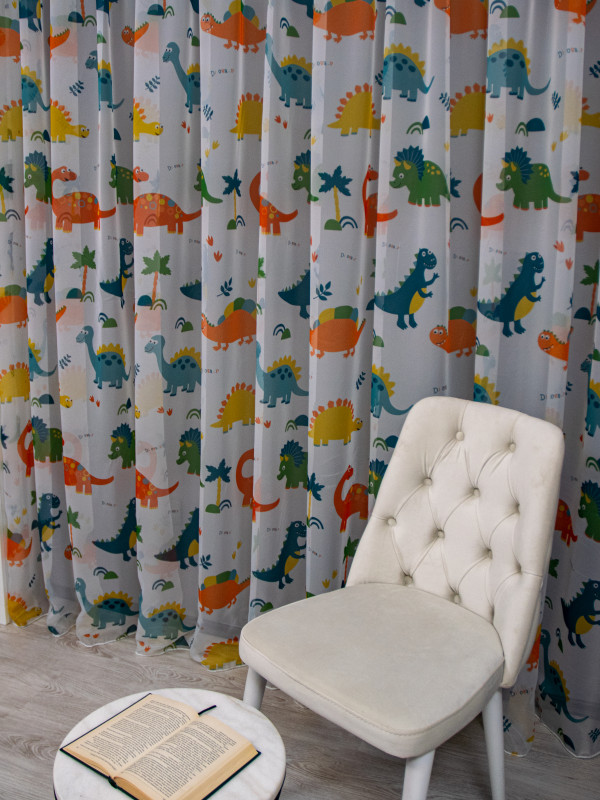 Perdea voal, model dinozauri
