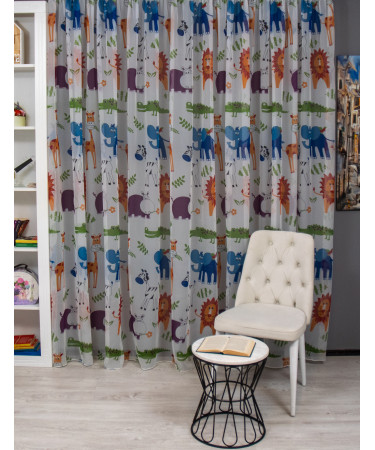 Perdea voal, model animale din jungla