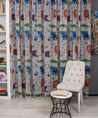 Perdea voal, model animale din jungla