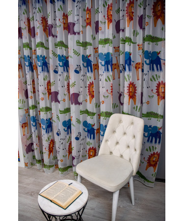 Perdea voal, model animale din jungla