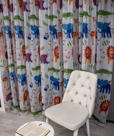 Perdea voal, model animale din jungla