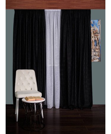 Draperie catifea creponata, negru