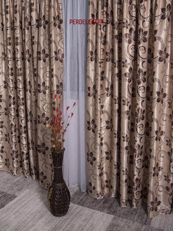 Draperie blackout, crem/maro