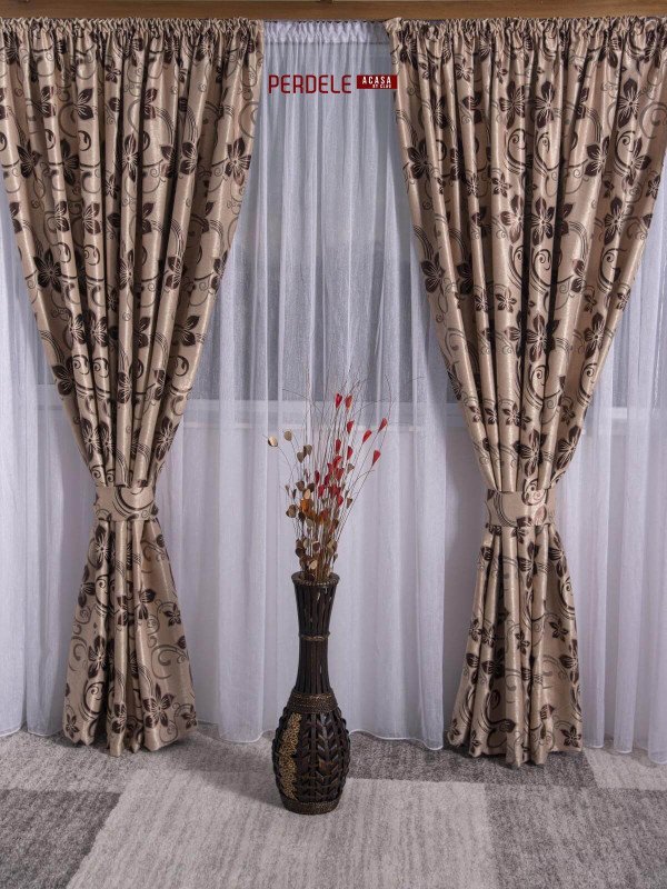 Draperie blackout, crem/maro