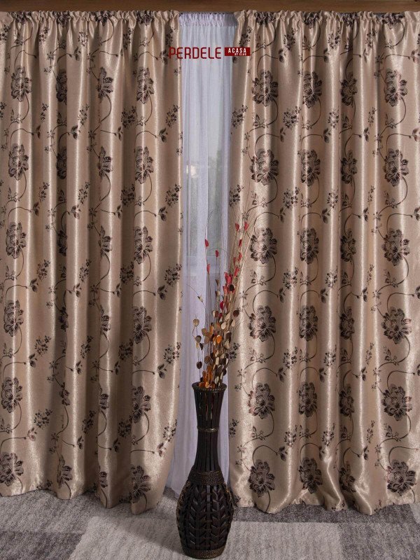 Draperie blackout, crem/maro