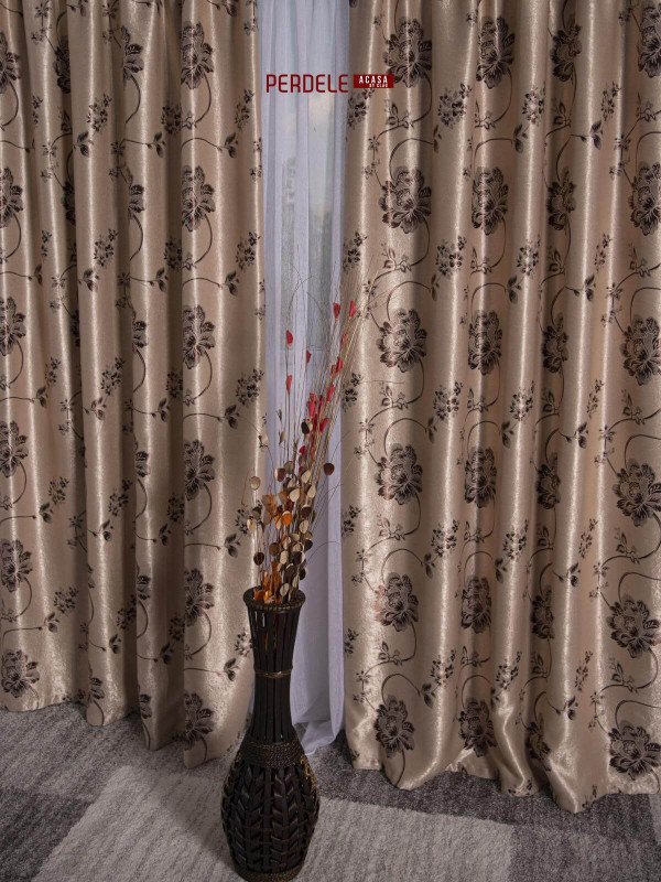 Draperie blackout, crem/maro