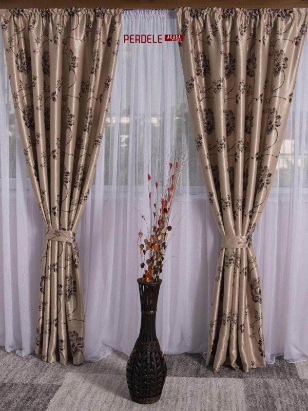 Draperie blackout, crem/maro