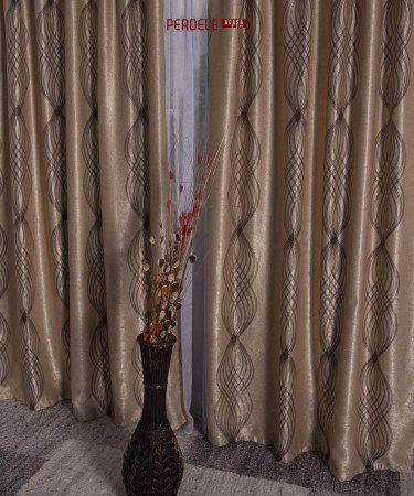 Draperie blackout, crem/maro Draperie blackout, crem/maro