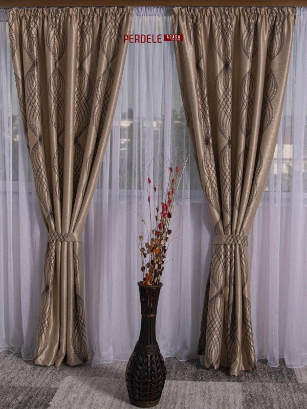 Draperie blackout, crem/maro