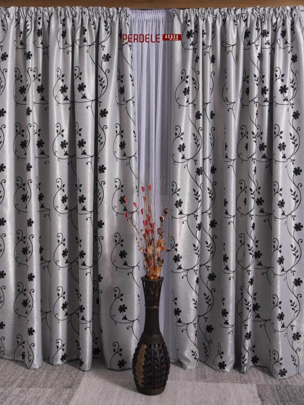 Draperie Blackout, gri  / negru