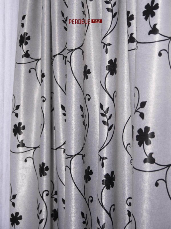 Draperie Blackout, gri  / negru