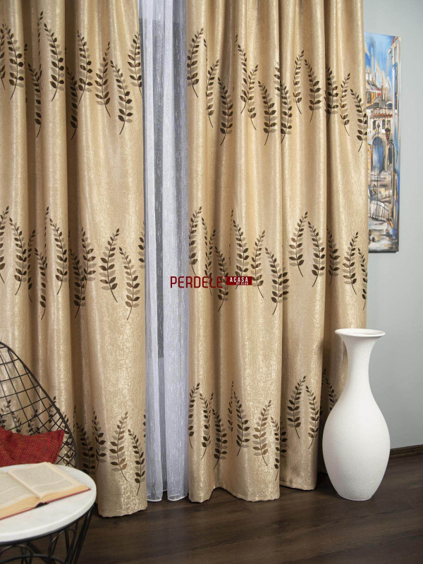 Draperie blackout crem,maro