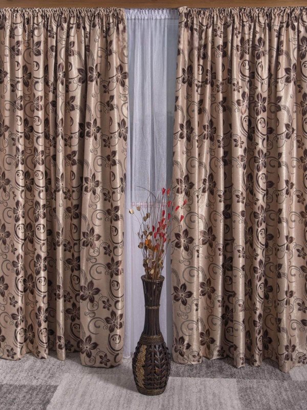 Draperie blackout, crem/maro