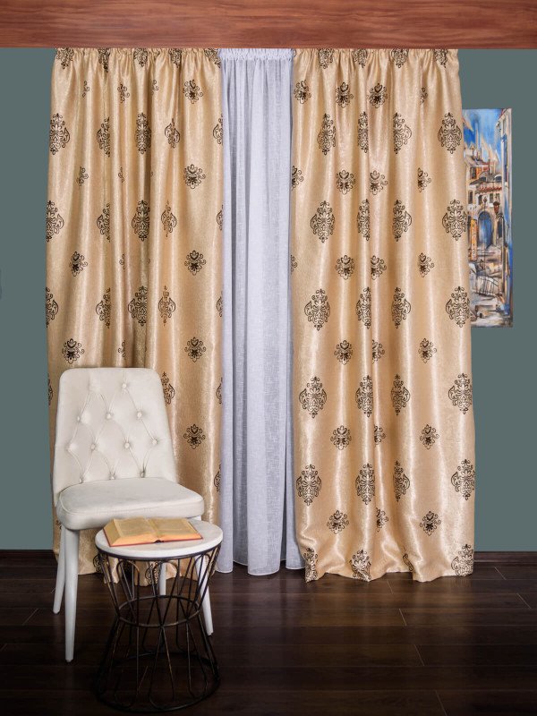 Draperie blackout crem/maro model baroc