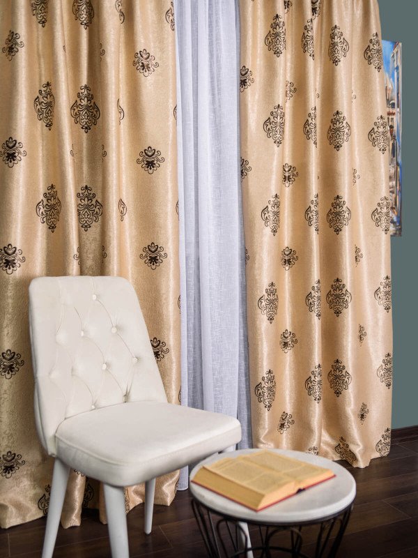 Draperie blackout crem/maro model baroc