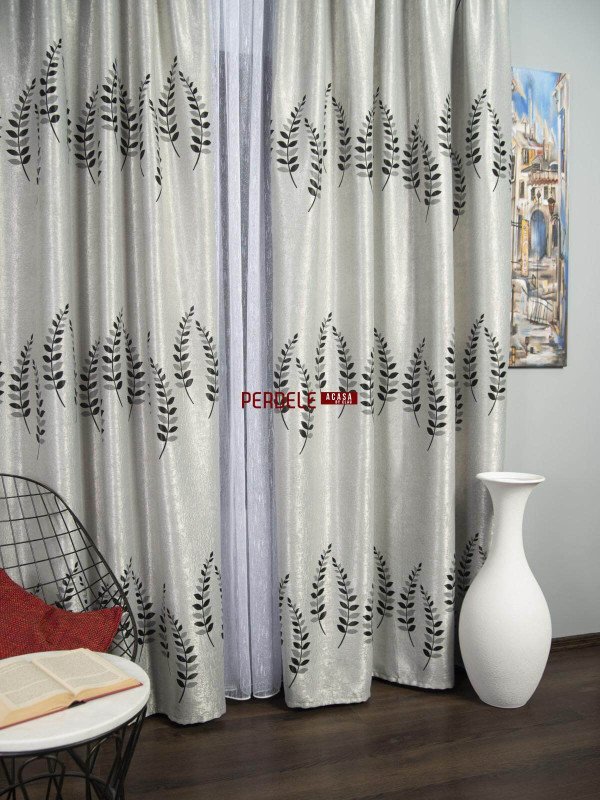 Draperie blackout gri/negru
