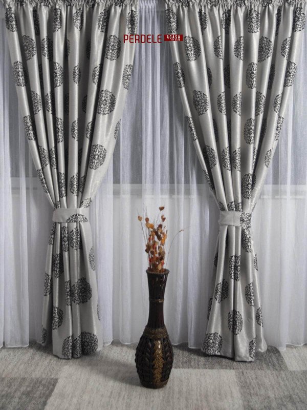 Draperie blackout gri/negru