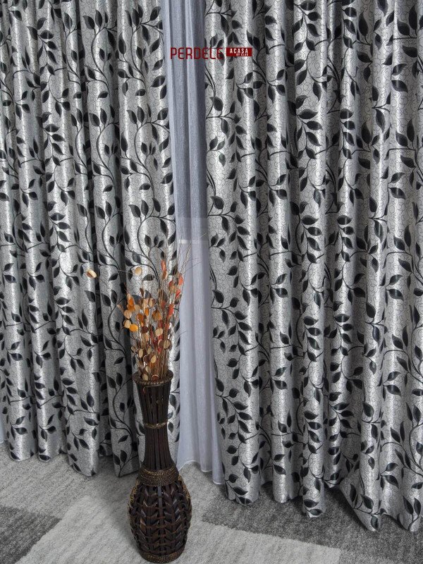 Draperie blackout gri/negru