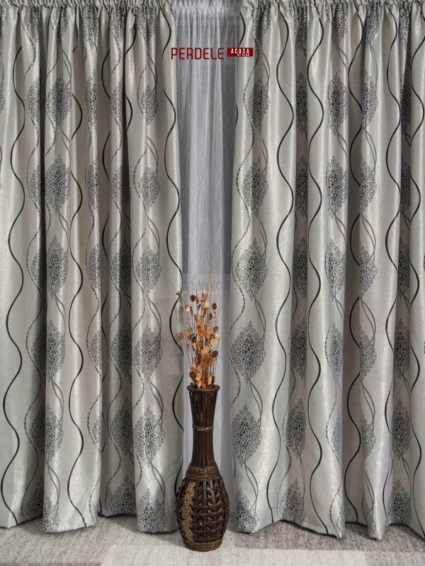 Draperie blackout gri/negru