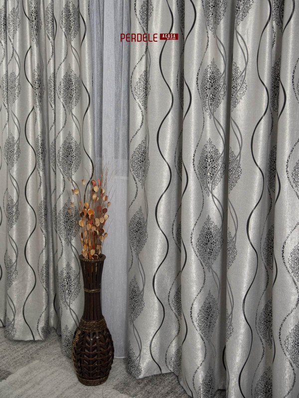 Draperie blackout gri/negru