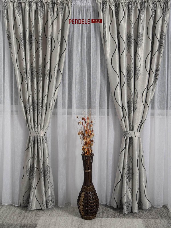 Draperie blackout gri/negru