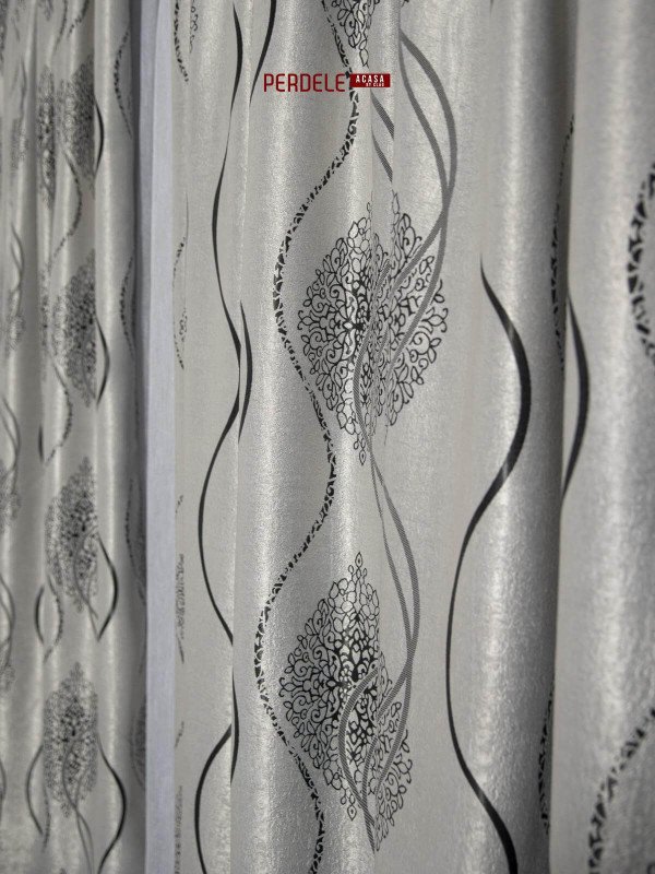 Draperie blackout gri/negru