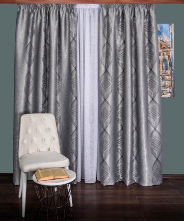 Draperie blackout gri/negru model abstract Draperie blackout gri/negru model abstract