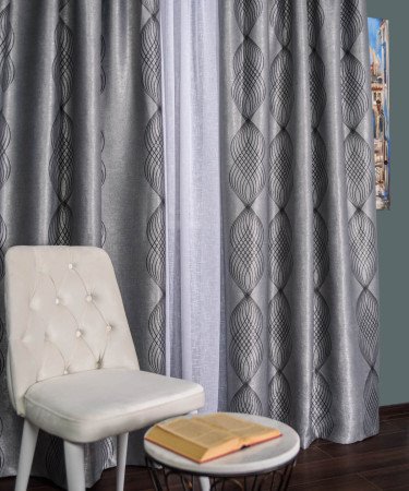 Draperie blackout gri/negru model abstract Draperie blackout gri/negru model abstract