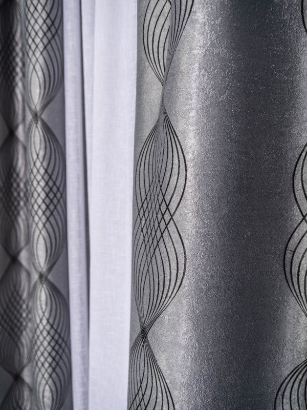 Draperie blackout gri/negru model abstract