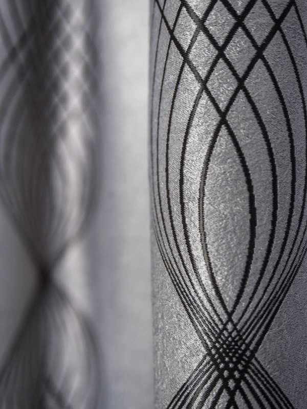 Draperie blackout gri/negru model abstract