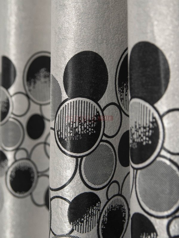 Draperie blackout, gri/negru, model buline