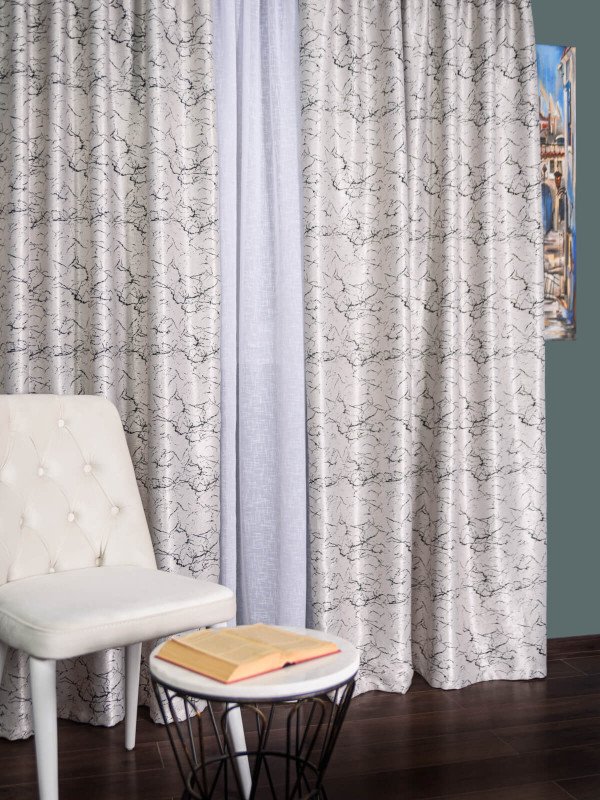 Draperie blackout gri/negru model marmura